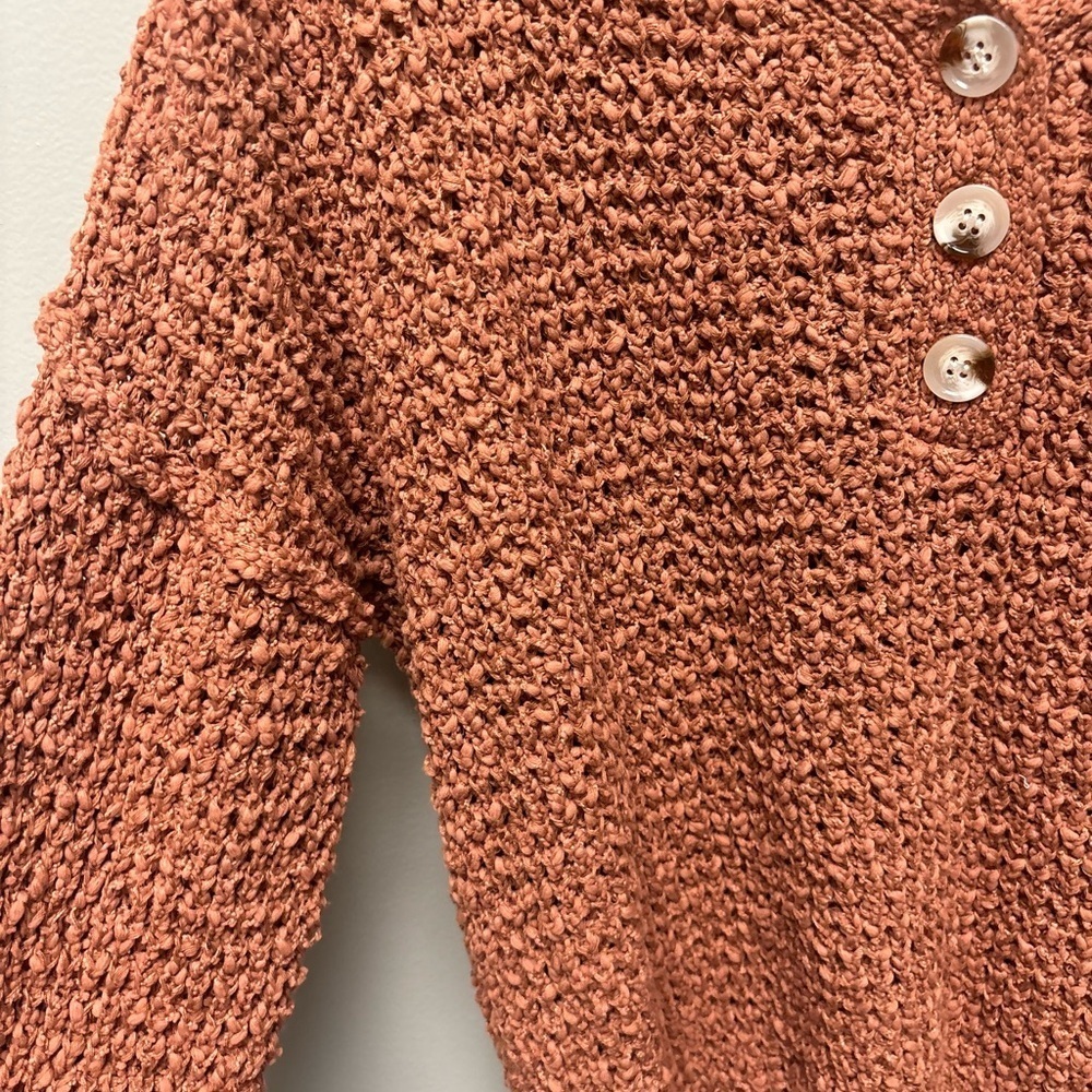 Veveret Cozy Knit Henley Sweater in Rust - Picture 4 of 6